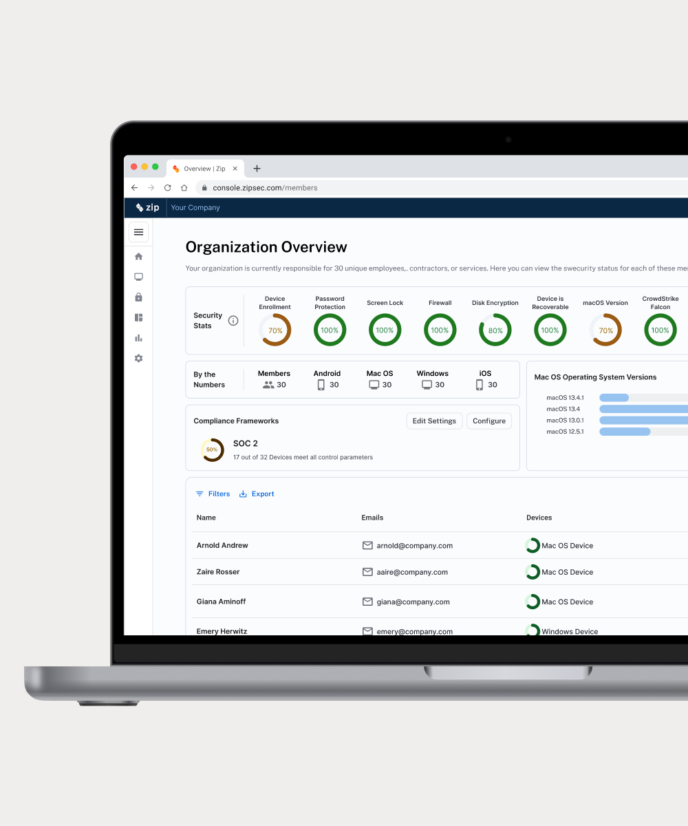 Zip app in a laptop mockup